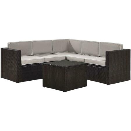CROSLEY Palm Harbor 6-Piece Outdoor Wicker Sectional Seating Set with Grey Cushions - Brown KO70007BR-GY